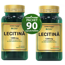 Pachet Lecitina 1200mg 60cps + 30cps COSMOPHARM