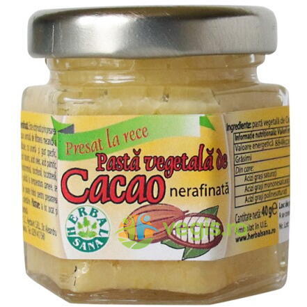 Pasta Vegetala de Cacao Nerafinata 40g, HERBAVIT, Corp, 1, Vegis.ro
