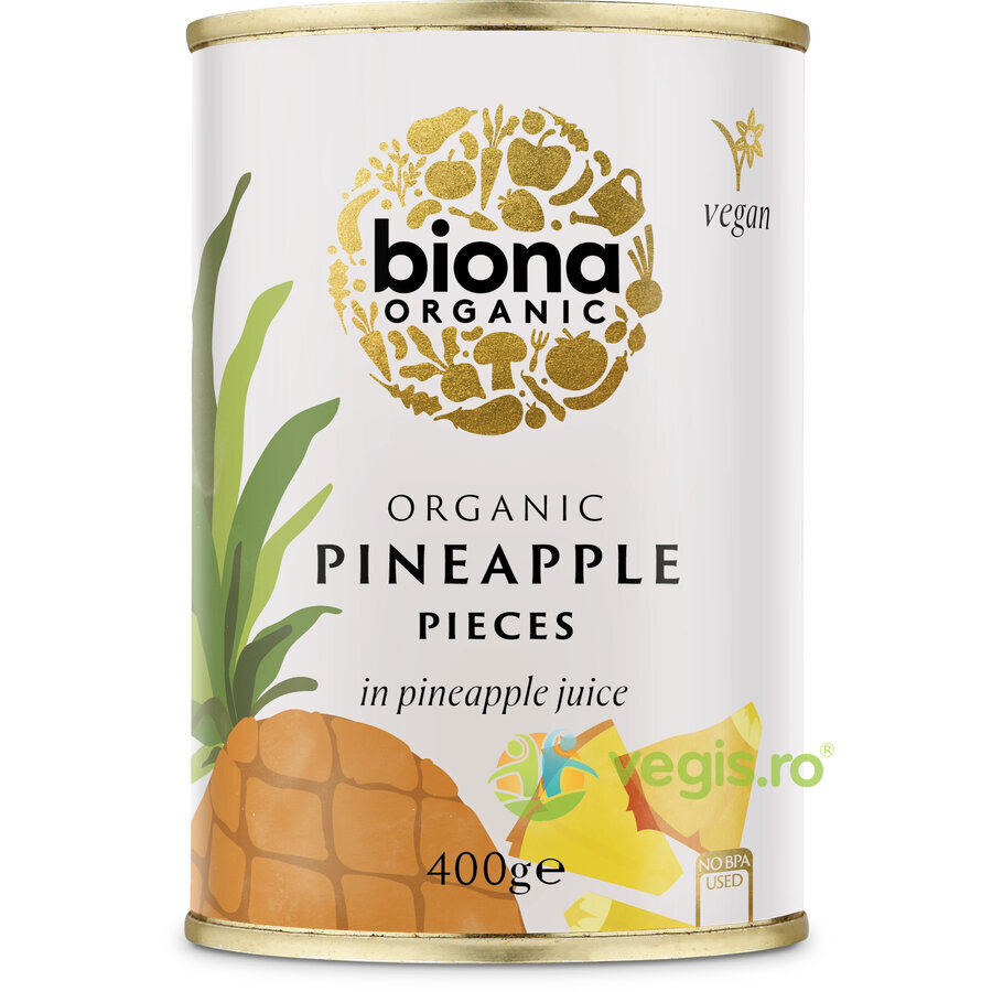 Bucati de Ananas in Suc Propriu Ecologice/Bio 400g