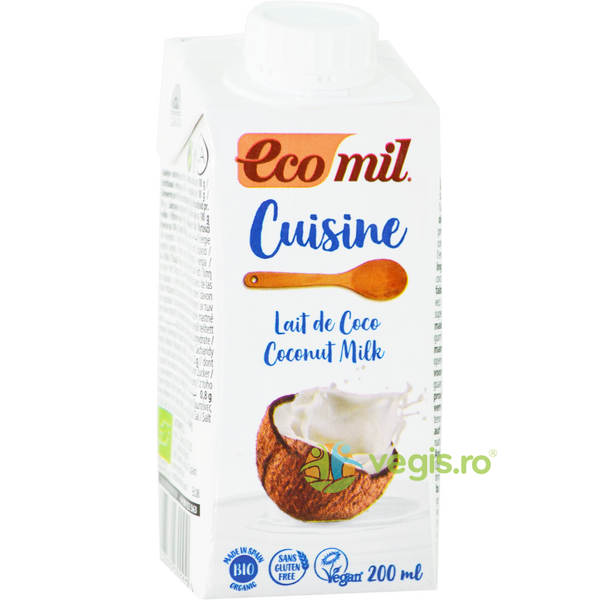 Lapte de Cocos pentru Gatit fara Gluten Ecologic/Bio 200ml, ECOMIL, Produse din Nuca de Cocos, 1, Vegis.ro