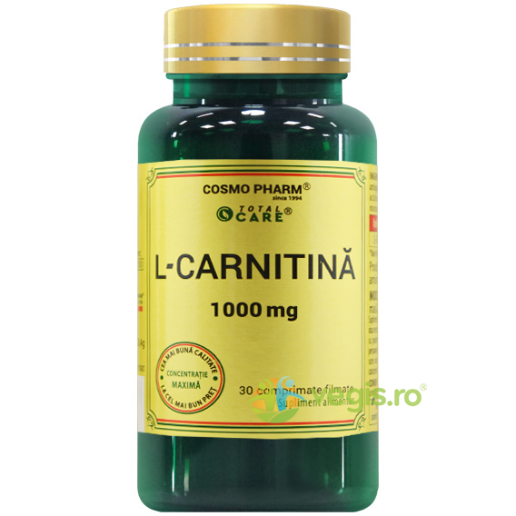 L-Carnitina 1000mg 30cpr Total Care, COSMOPHARM, Capsule, Comprimate, 1, Vegis.ro