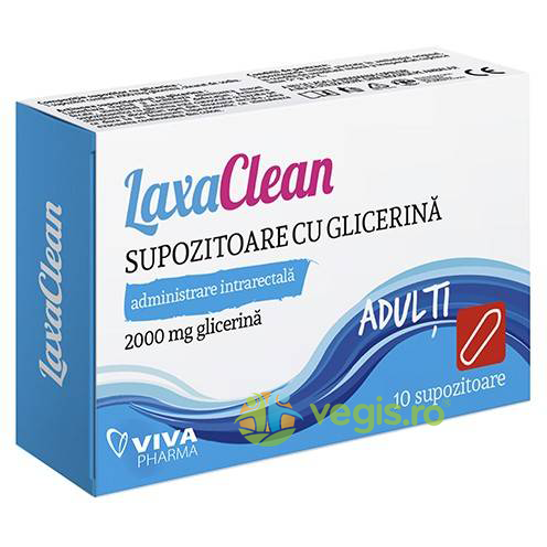 Supozitoare cu Glicerina pentru Adulti Laxaclean 2000mg 10buc, VITALIA PHARMA, Produse auxiliare, 1, Vegis.ro
