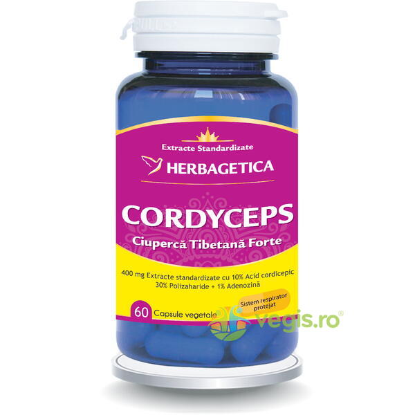 Cordyceps - Ciuperca Tibetana Forte 60cps, HERBAGETICA, Capsule, Comprimate, 1, Vegis.ro