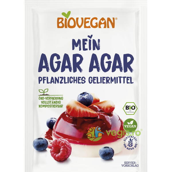 Agar Agar fara Gluten Ecologic/Bio 30g, BIOVEGAN, Alimente BIO/ECO, 1, Vegis.ro