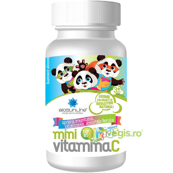 Mini Vitamina C pentru Copii 100mg 30cpr masticabile, BIOSUNLINE, Suplimente pentru copii, 1, Vegis.ro
