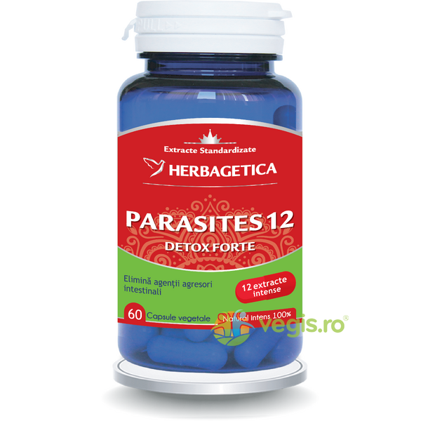 Parasites 12 Detox Forte 60cps, HERBAGETICA, Capsule, Comprimate, 1, Vegis.ro