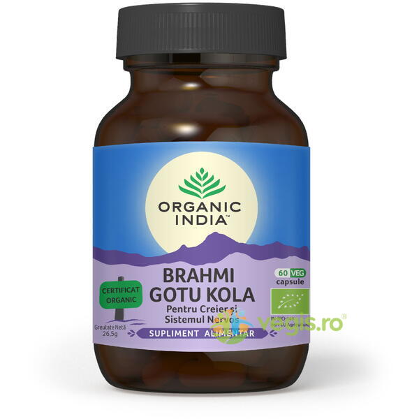 Brahmi Gotu Kola Ecologic/Bio 60cps vegetale, ORGANIC INDIA, Remedii Capsule, Comprimate, 1, Vegis.ro