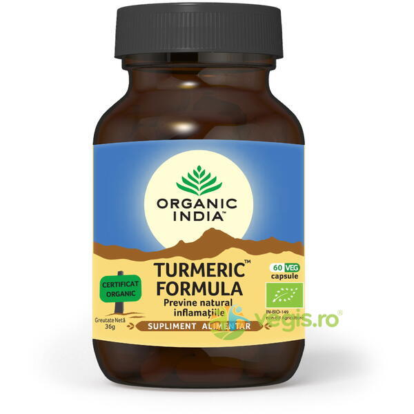 Turmeric Formula Ecologic/Bio 60cps vegetale, ORGANIC INDIA, Remedii Capsule, Comprimate, 1, Vegis.ro
