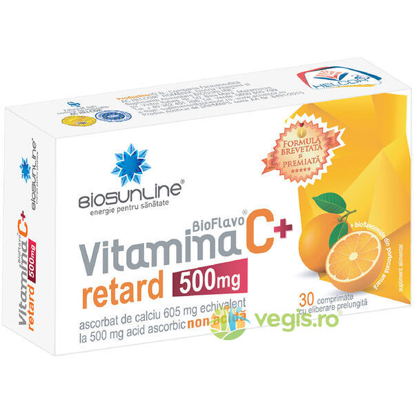 Vitamina C BioFlavo Plus Retard 30cpr, BIOSUNLINE, Vitamina C, 1, Vegis.ro