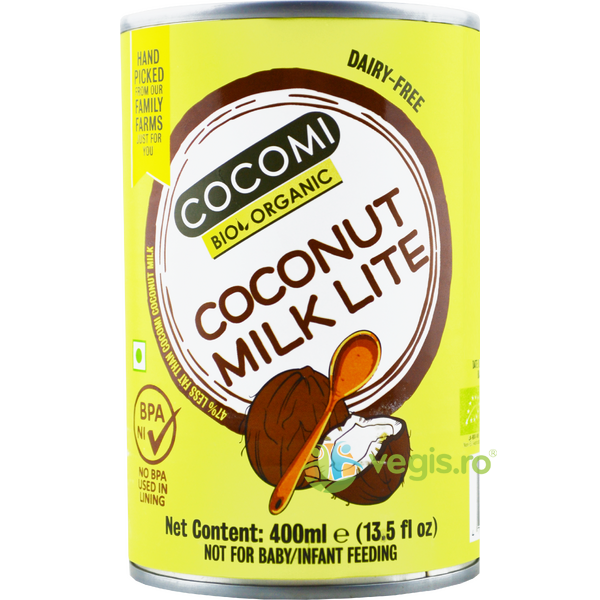 Lapte de Cocos Light 9% Grasime Ecologic/Bio 400ml, COCOMI, Produse din Nuca de Cocos, 1, Vegis.ro
