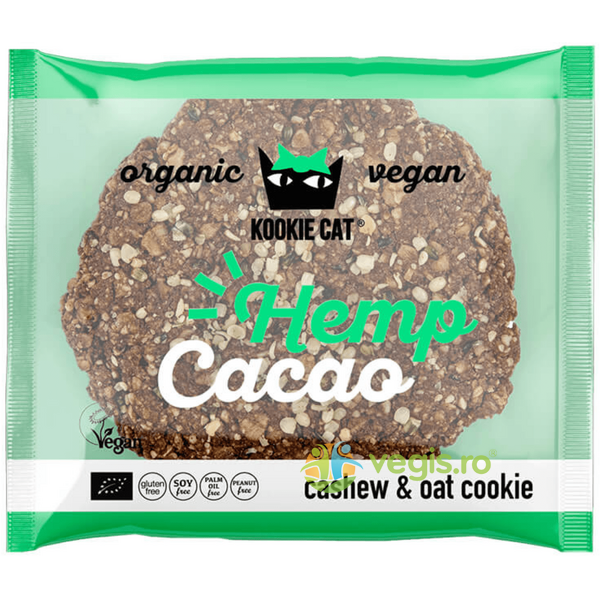 Fursec (Cookie) cu Seminte de Canepa si Cacao fara Gluten Ecologic/Bio 50g, KOOKIE CAT, Dulciuri sanatoase, 1, Vegis.ro