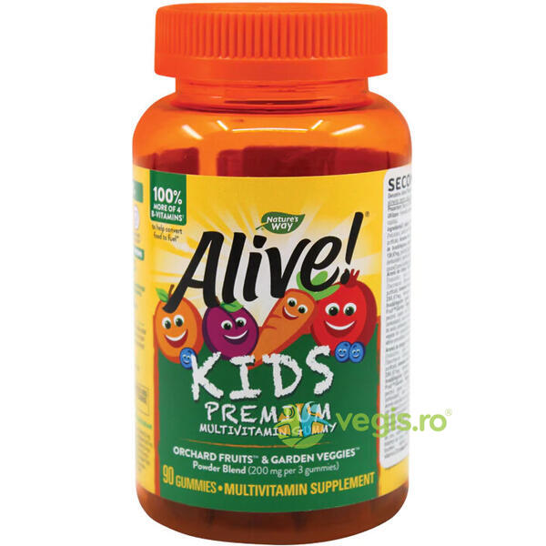 Alive Gummies Multi-Vitamin pentru Copii 90 jeleuri Secom,, NATURE'S  WAY, Suplimente pentru copii, 1, Vegis.ro