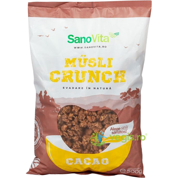 Musli Crunch Cacao 500g, SANOVITA, Fulgi, Musli, 2, Vegis.ro