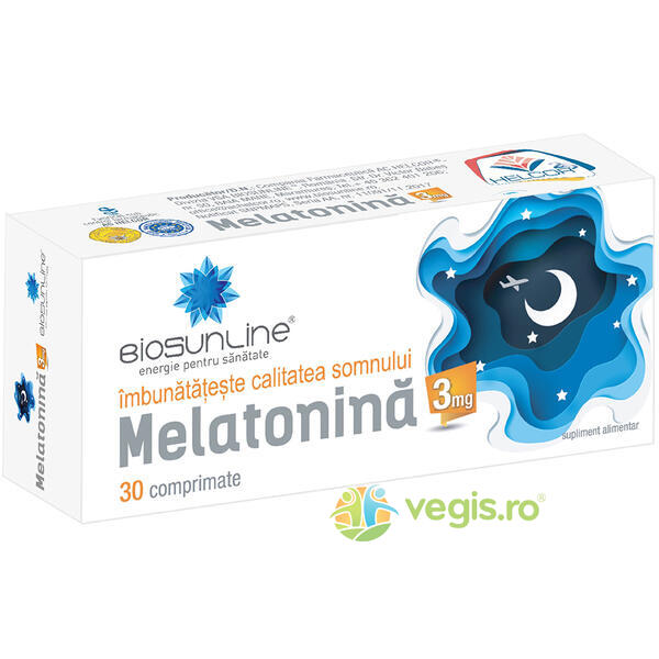 Melatonina 3mg 30cpr, BIOSUNLINE, Capsule, Comprimate, 1, Vegis.ro
