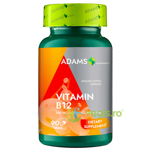 Vitamina B12 500mcg 90tb, ADAMS VISION, Vitamina B12, 1, Vegis.ro