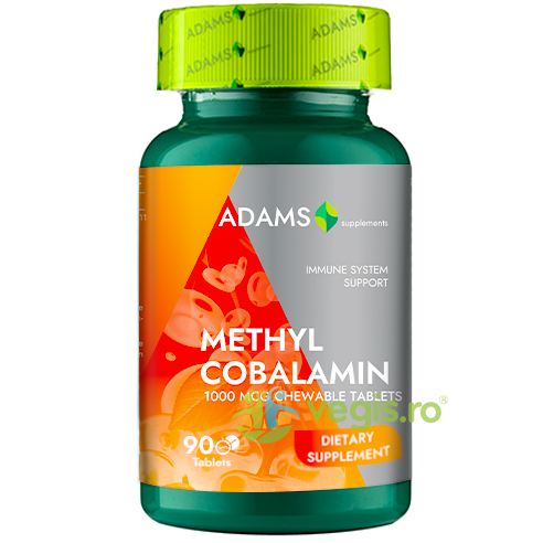 Metilcobalamin 1000mcg 90tb masticabile, ADAMS VISION, Vitamina B12, 1, Vegis.ro