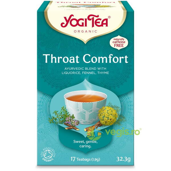 Ceai Confortul Gatului (Throat Comfort) Ecologic/Bio 17dz 32.3g, YOGI TEA, Ceaiuri doze, 3, Vegis.ro