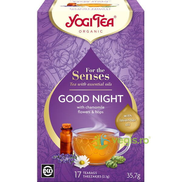 Ceai cu Ulei Esential Noapte Buna (Good Night) - For the Senses Ecologic/Bio 17dz, YOGI TEA, Ceaiuri doze, 1, Vegis.ro