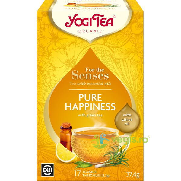 Ceai cu Ulei Esential Pure Happiness - For the Senses Ecologic/Bio 17dz, YOGI TEA, Ceaiuri doze, 1, Vegis.ro