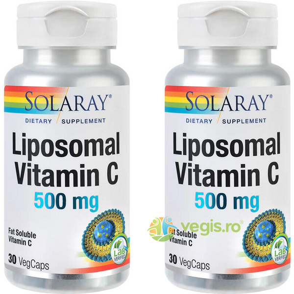 Pachet Liposomal Vitamin C 500mg 30cps+30cps Secom,, SOLARAY, Vitamine, Minerale & Multivitamine, 1, Vegis.ro