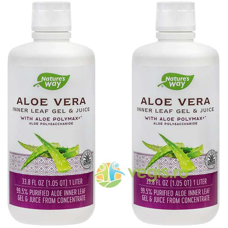 Pachet Aloe Vera Gel & Juice 1L+1L Secom, Natures Way