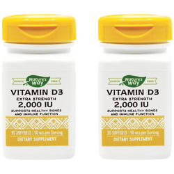 Pachet Vitamina D3 2000U.I (Adulti) 30cps+30cps Secom, NATURE'S  WAY