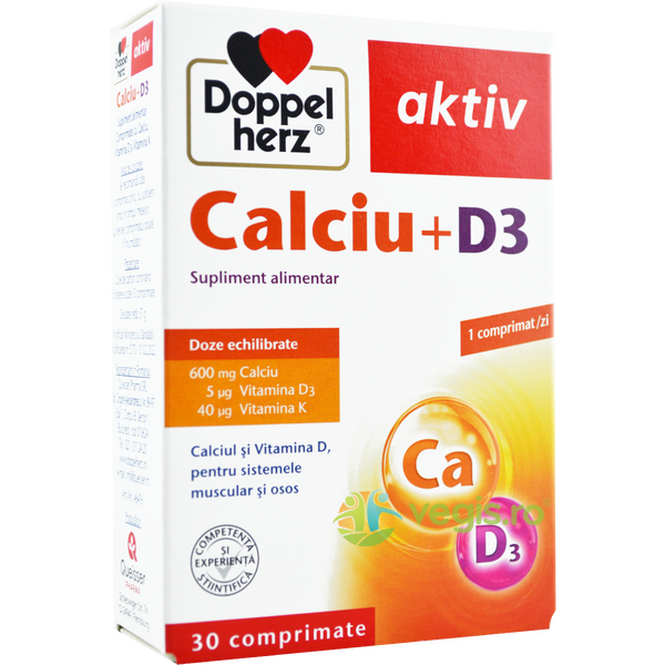 Calciu + Vitamina D3 Aktiv 30cpr, DOPPEL HERZ, Vitamine, Minerale & Multivitamine, 1, Vegis.ro