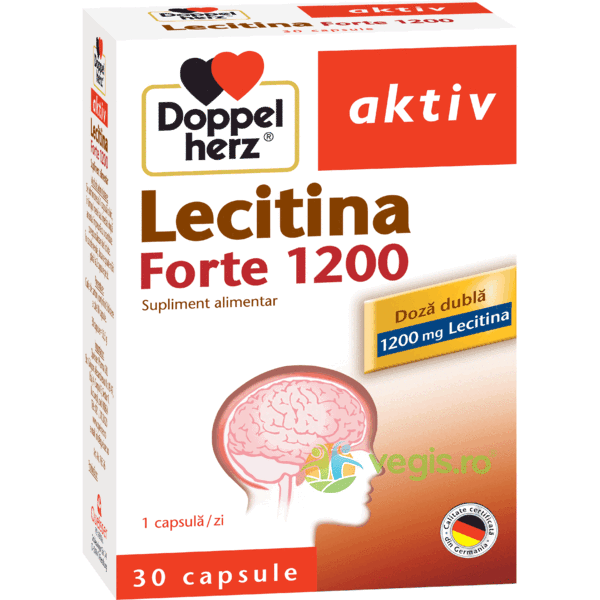 Lecitina Forte 1200mg Aktiv 30cps, DOPPEL HERZ, Capsule, Comprimate, 1, Vegis.ro