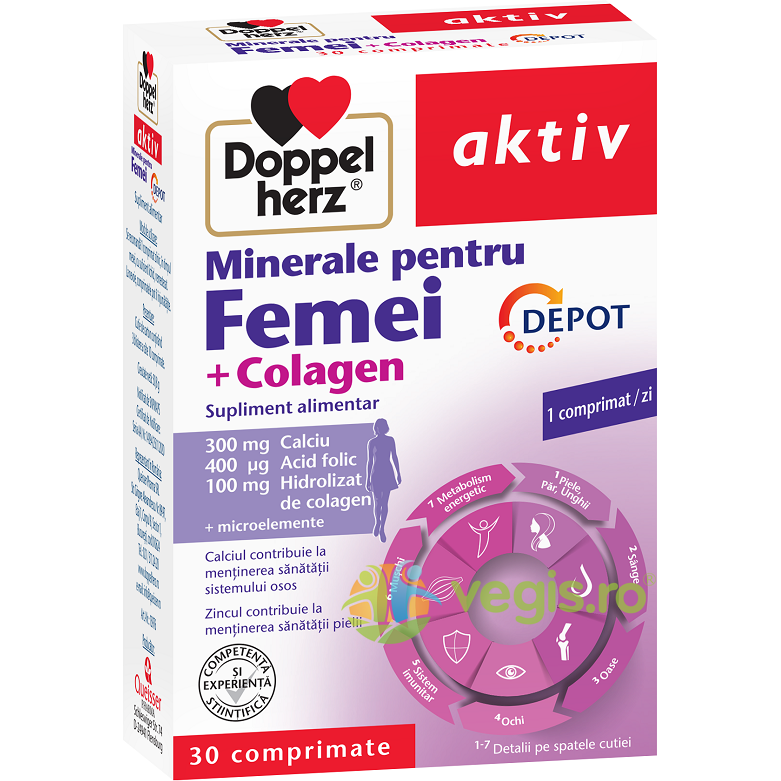 Minerale pentru Femei + Colagen Depot Aktiv 30cpr 30cpr Capsule, Comprimate