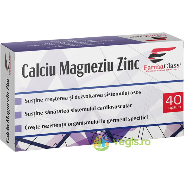 Calciu Magneziu Zinc 40cps, FARMACLASS, Capsule, Comprimate, 1, Vegis.ro