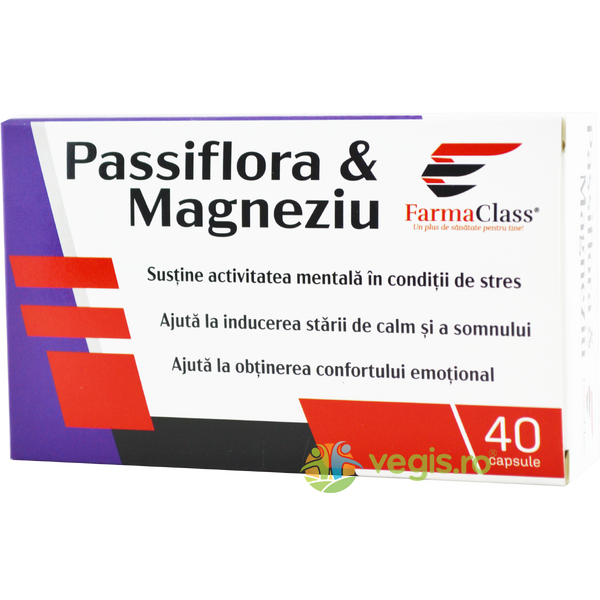Passiflora si Magneziu 40cps, FARMACLASS, Capsule, Comprimate, 1, Vegis.ro