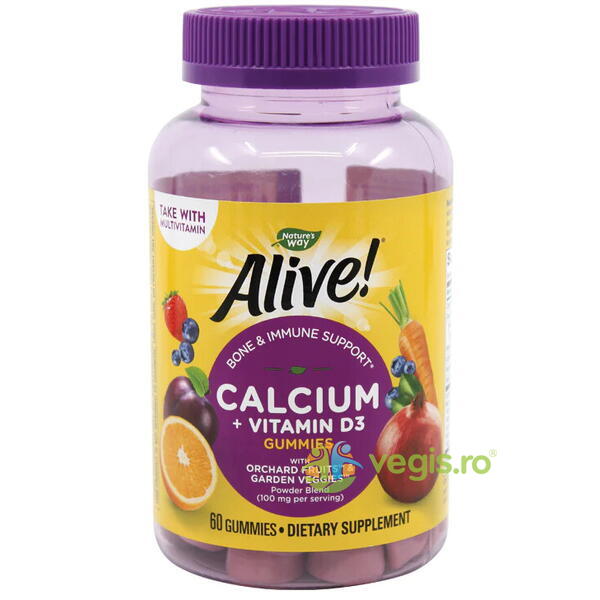Alive Calcium+ D3 Gummies 60 jeleuri Secom,, NATURE'S  WAY, Capsule, Comprimate, 1, Vegis.ro