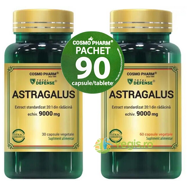 Pachet Astragalus Extract 450mg Echivalent 9000mg 60cps+30cps, COSMOPHARM, Pachete Suplimente, 3, Vegis.ro