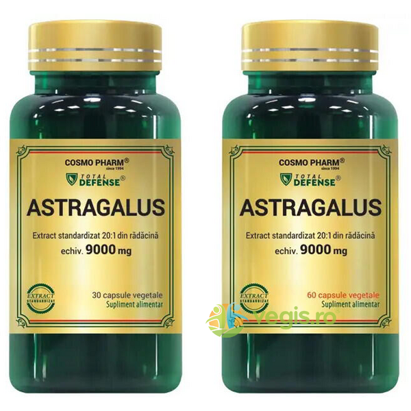 Pachet Astragalus Extract 450mg Echivalent 9000mg 60cps + 30cps, COSMOPHARM, Pachete Suplimente, 3, Vegis.ro