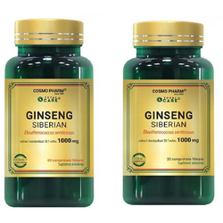 Pachet Ginseng Siberian 1000mg 60cps + 30cps COSMOPHARM