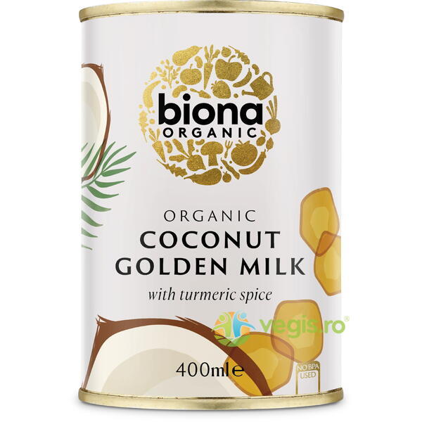 Lapte de Cocos cu Turmeric Ecologic/Bio 400ml, BIONA, Produse din Nuca de Cocos, 1, Vegis.ro