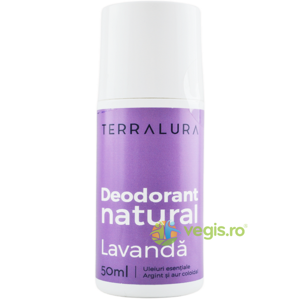 Deodorant Natural Roll-On cu Lavanda, Argint si Aur Coloidal 50ml, TERRALURA, Deodorante naturale, 1, Vegis.ro