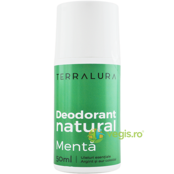 Deodorant Natural Roll-On cu Menta, Argint si Aur Coloidal 50ml, TERRALURA, Deodorante naturale, 1, Vegis.ro