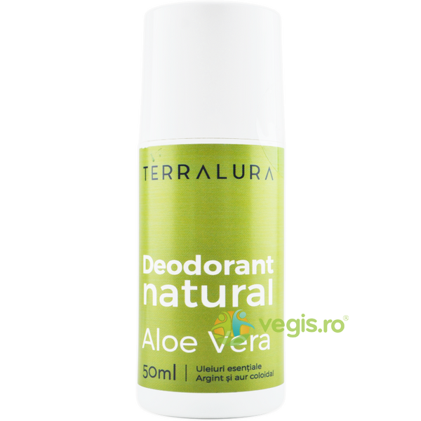 Deodorant Natural Roll-On cu Aloe Vera, Argint si Aur Coloidal 50ml, TERRALURA, Deodorante naturale, 1, Vegis.ro