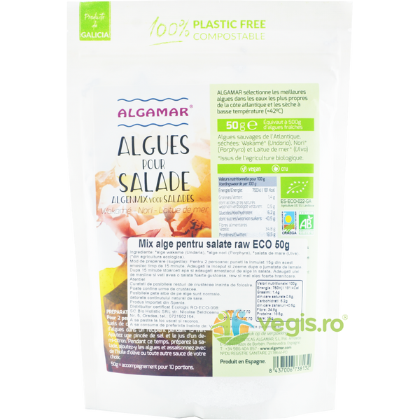 Mix de Alge Marine pentru Salata Ecologic/Bio 50g, ALGAMAR, Alimente BIO/ECO, 1, Vegis.ro