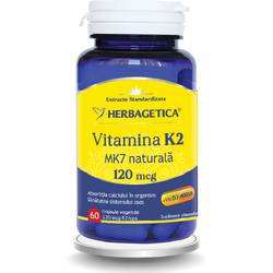 Vitamina K2 MK7 Naturala 120mcg 60Cps HERBAGETICA