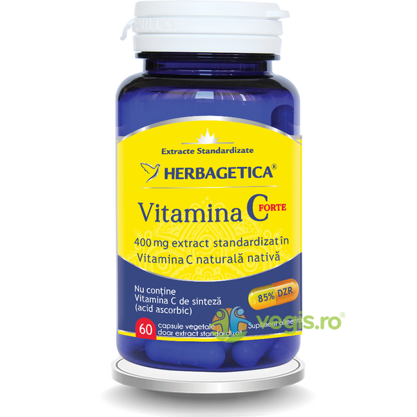 Vitamina C Forte 400mg 60cps, HERBAGETICA, Vitamine, Minerale & Multivitamine, 1, Vegis.ro