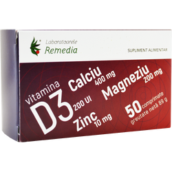 Calciu + Magneziu + Zinc + Vitamina D3 50cpr REMEDIA