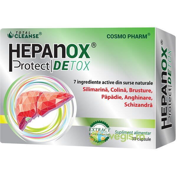 Hepanox Protect Detox 30cps, COSMOPHARM, Capsule, Comprimate, 1, Vegis.ro