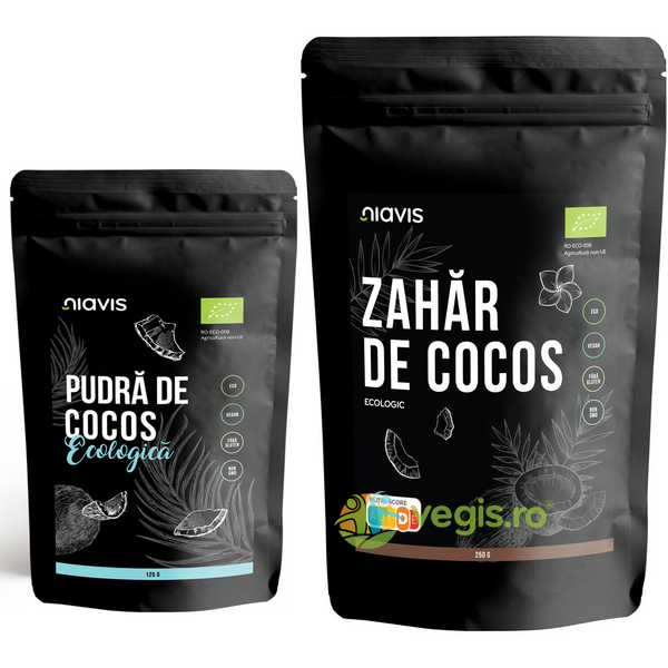 Pudra de Cocos Ecologica/Bio 125g + Zahar de Cocos Ecologic/Bio 250g, NIAVIS, Mirodenii prajituri, 1, Vegis.ro