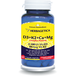 Complex Natural (Vitamina D3 + Vitamina K2 + Calciu + Magneziu) 60cps HERBAGETICA