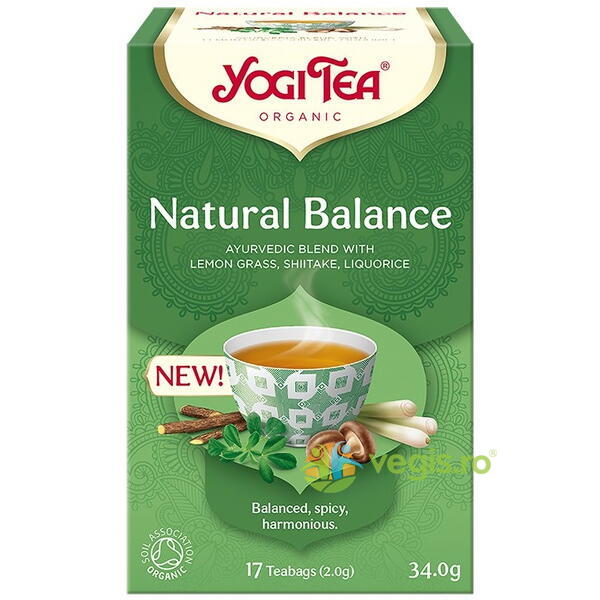 Ceai Natural Balance cu Shiitake si Lemongrass Ecologic/Bio 17dz, YOGI TEA, Ceaiuri doze, 1, Vegis.ro