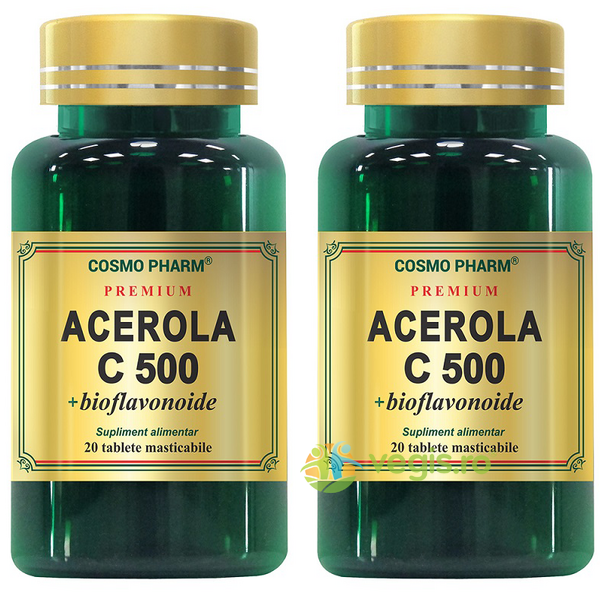 Acerola C 500mg + bioflavonoide 20+20cps masticabile Premium, COSMOPHARM, Capsule, Comprimate, 1, Vegis.ro