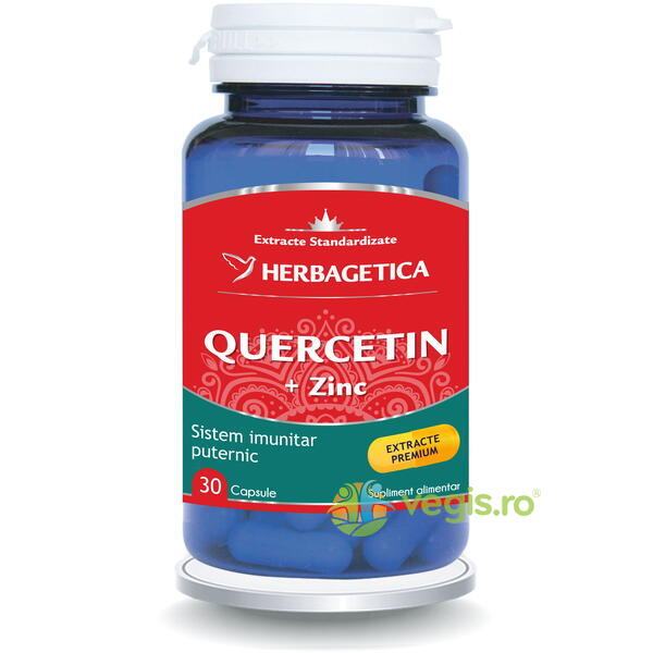Quercetin + Zinc 30cps, HERBAGETICA, Capsule, Comprimate, 1, Vegis.ro