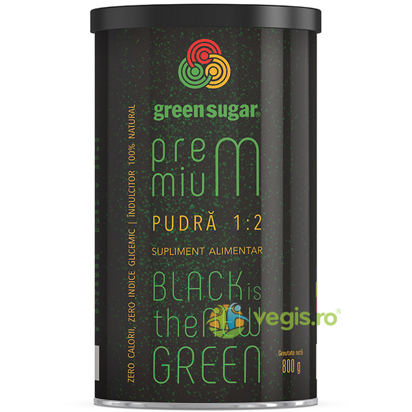 Green Sugar Premium 1:2 Pudra 800g, REMEDIA, Indulcitori naturali, 1, Vegis.ro